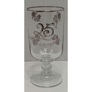 Vintage 25th Anniversary Silver Rim Goblet – Commemorative Glass Keepsake